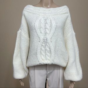 🌱 VINTAGE Oversized Boatneck Chunky Knit Balloon Arm Sweater